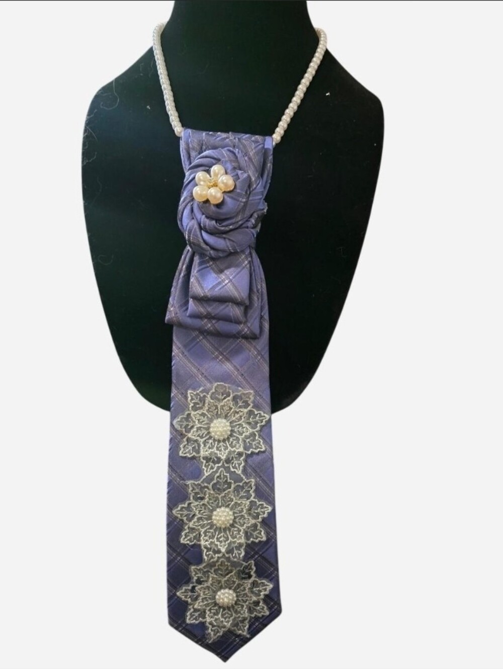 Upcycled Statement Tie Necklace - One of a Kind